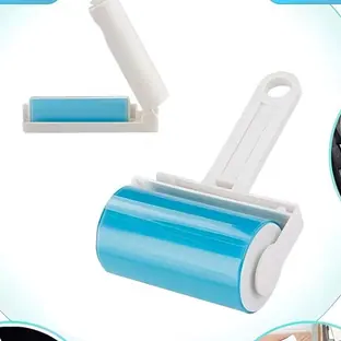 Pack de 2 rodillos adhesivos lavables para quitar pelos y pelusas, uno con la tapa abierta
